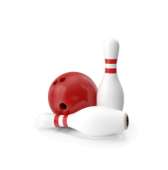 Bowling ball and pins